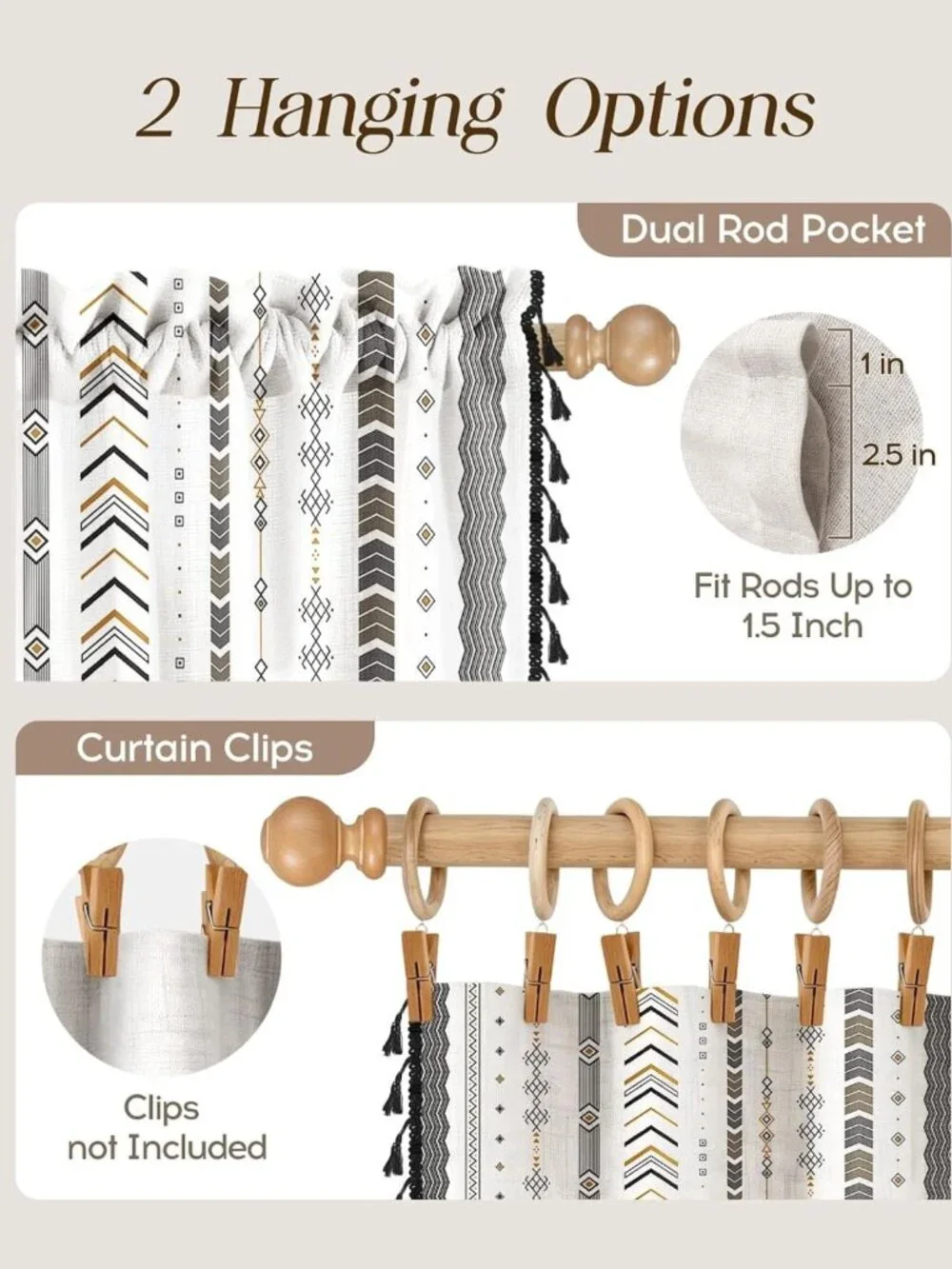 Boho Striped Kitchen Curtains - 24